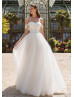 Beaded Off Shoulder Ivory Lace Tulle Wedding Dress